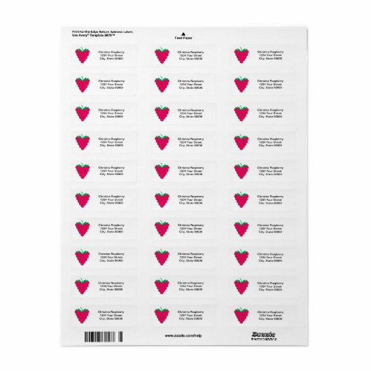 Raspberry Fruit Pink Personalize Return Address (Vorne)