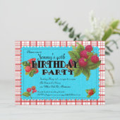 Raspberry Geburtstagsparty Einladung (Stehend Vorderseite)