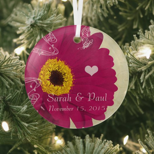 Raspberry Gerber Daisy Weihnachtsdekoration Ornament Aus Glas (InSitu)