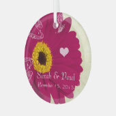 Raspberry Gerber Daisy Weihnachtsdekoration Ornament Aus Glas (Vorderseite links)