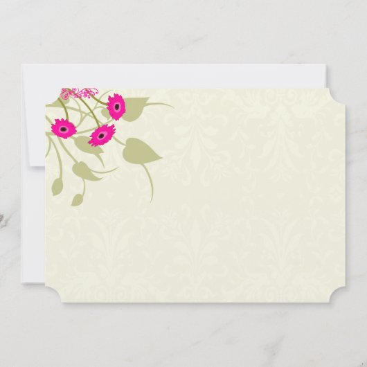 Raspberry Gerber Damask Hochzeitseinladungen Einladung (Rückseite)