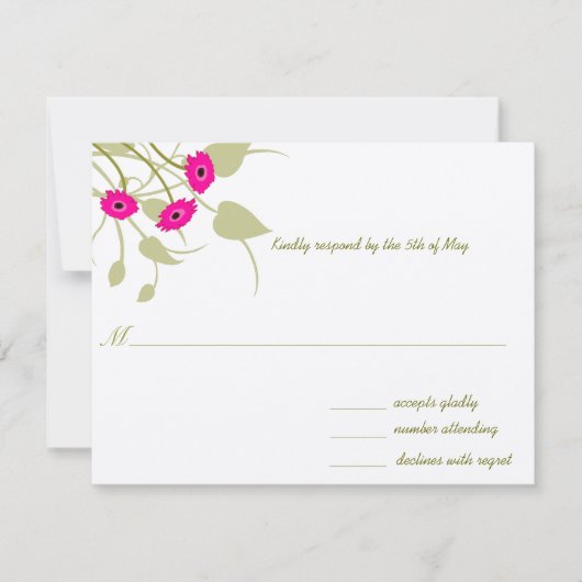 Raspberry Gerbers zu Limoner Hochzeitsszensur RSVP Karte (Vorderseite)