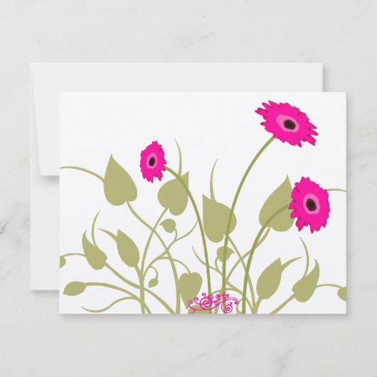 Raspberry Gerbers zu Limoner Hochzeitsszensur RSVP Karte (Rückseite)