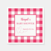 Raspberry Gingham Custom Baby Shower  Serviette (Vorderseite)