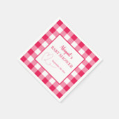 Raspberry Gingham Custom Baby Shower  Serviette (Ecke)