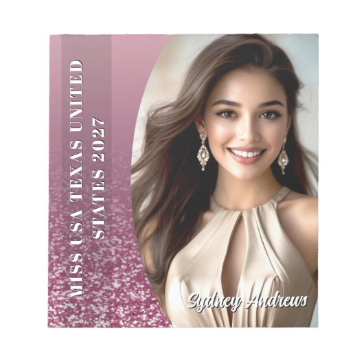 Raspberry Glitter Border Custom Photo Notepad Notizblock (Vorderseite)