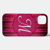 Raspberry Gold Strip Modernes Monogramm IPAD Case (Rückseite (Horizontal))