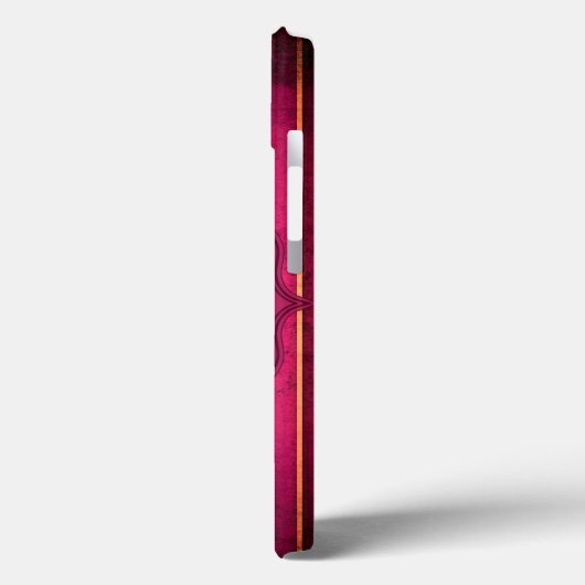 Raspberry Gold Strip Modernes Monogramm IPAD Case (Rückseite / Links)