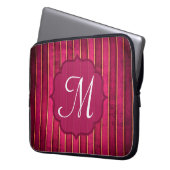 Raspberry Gold Stripe Mod Monogram 15" Notebook-Ge Laptopschutzhülle (Vorderseite Links)