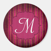 Raspberry Gold Stripe Mod Monogram Initial Magnet (Vorne)