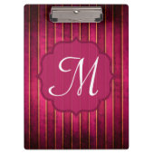 Raspberry Gold Stripe Monogram Initial Clip Board Klemmbrett (Vorderseite)