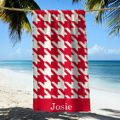 Raspberry-Hahnentrittmuster-Muster Strandtuch