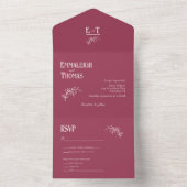 Raspberry Ice Red Simple Modern Wedding All In One Einladung (Innen Boden)