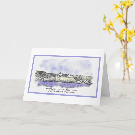 Raspberry Island Lighthouse 2024 Notecard Karte (Gelbe Blume)