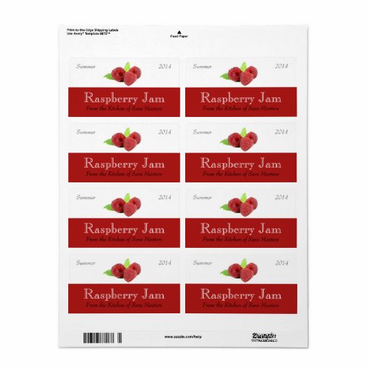 Raspberry Jam Canning Labels (Vorne)