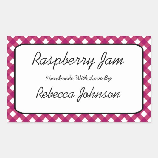 Raspberry-Jam-Label für benutzerdefinierten Textja Rechteckiger Aufkleber (Vorderseite)