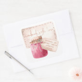 Raspberry Jam Label hausgemacht mit Liebe Quadratischer Aufkleber (Umschlag)