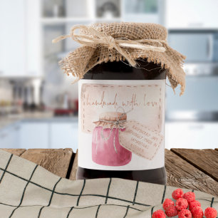 Raspberry Jam Label hausgemacht mit Liebe Quadratischer Aufkleber