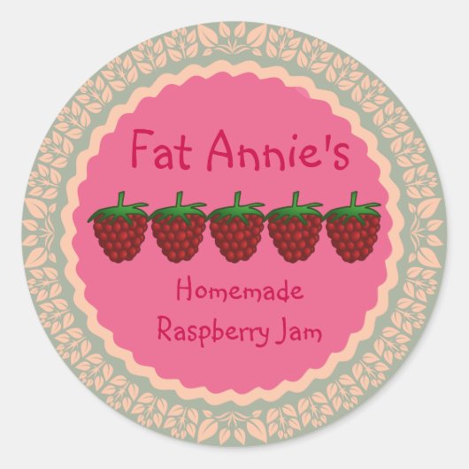Raspberry Jam Label Runder Aufkleber (Vorderseite)