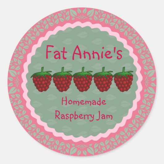 Raspberry Jam Label Runder Aufkleber (Vorderseite)