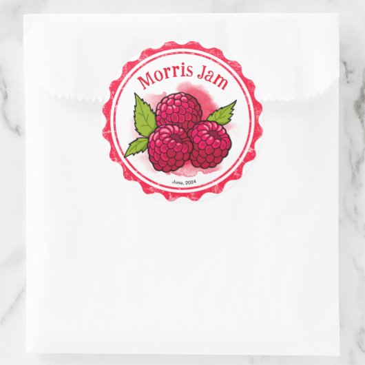 Raspberry-Jam-Label Runder Aufkleber (Tasche)