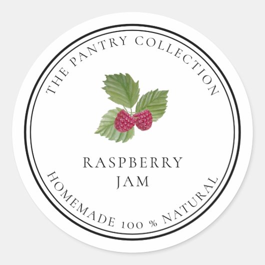 RASPBERRY Jam Labels, Jar Labels, Pantry Labels Runder Aufkleber (Vorderseite)