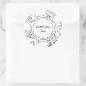 Raspberry Jam Sketch Modernes Label Runder Aufkleber (Tasche)