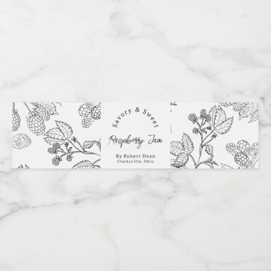 Raspberry-Jam-Wrap-around-Etikett für hausgemachte Wasserflaschenetikett (Einzelnes Label)