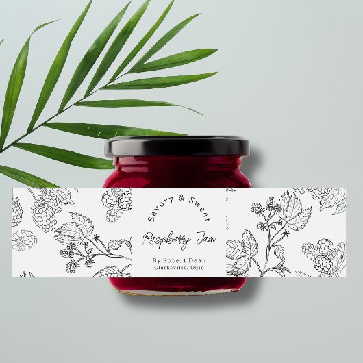 Raspberry-Jam-Wrap-around-Etikett für hausgemachte Wasserflaschenetikett