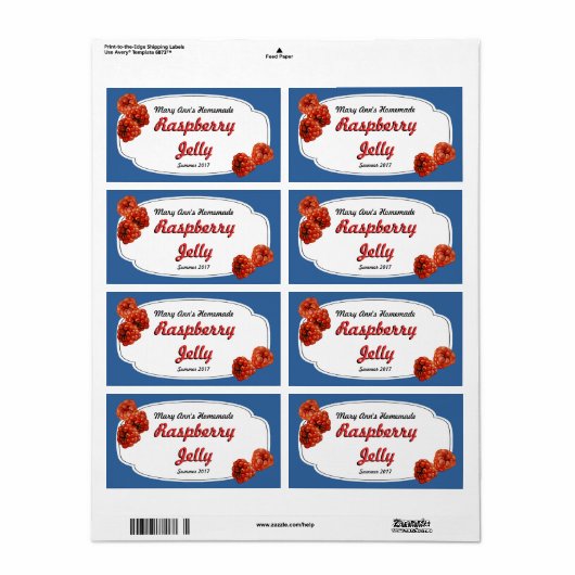Raspberry Jelly Canning Labels (Vorne)