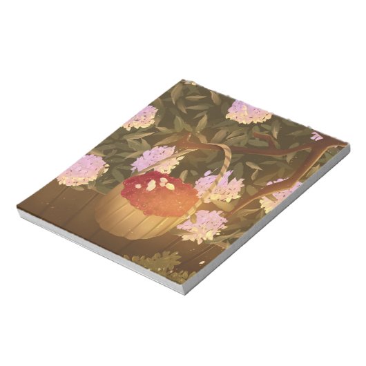 Raspberry-Körbchen mit goldener Stunde Notepad Notizblock (Rotiert)