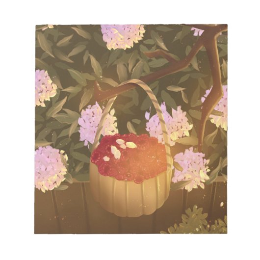 Raspberry-Körbchen mit goldener Stunde Notepad Notizblock (Vorderseite)