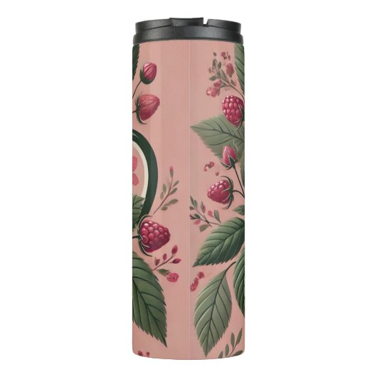 Raspberry Leaf Tee Design AI Art Thermosbecher (Rückseite)