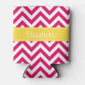 Raspberry lg Zickzack Ananas Name Monogramm Dosenkühler (Vorderseite)