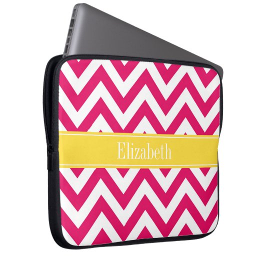 Raspberry lg Zickzack Ananas Name Monogramm Laptopschutzhülle (Vorne Rechts)