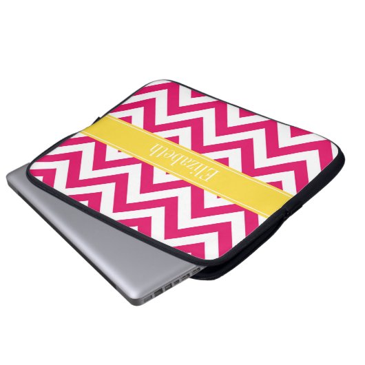 Raspberry lg Zickzack Ananas Name Monogramm Laptopschutzhülle (Vorne Knopf)