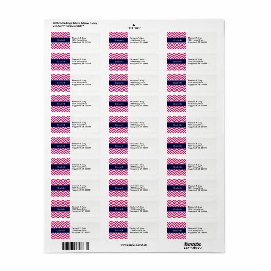 Raspberry Lg Zickzack Navy Name Monogram (Vorne)