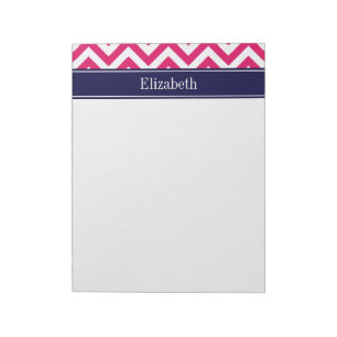Raspberry Lg Zickzack Navy Name Monogram Notizblock