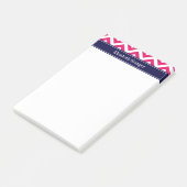 Raspberry Lg Zickzack Navy Name Monogram Post-it Klebezettel (angewinkelt)