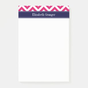 Raspberry Lg Zickzack Navy Name Monogram Post-it Klebezettel