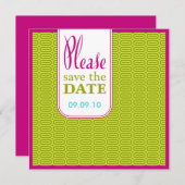 Raspberry Limon Geo Abstrakt Save the Date einlade (Vorne/Hinten)