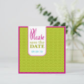 Raspberry Limon Geo Abstrakt Save the Date einlade (Stehend Vorderseite)