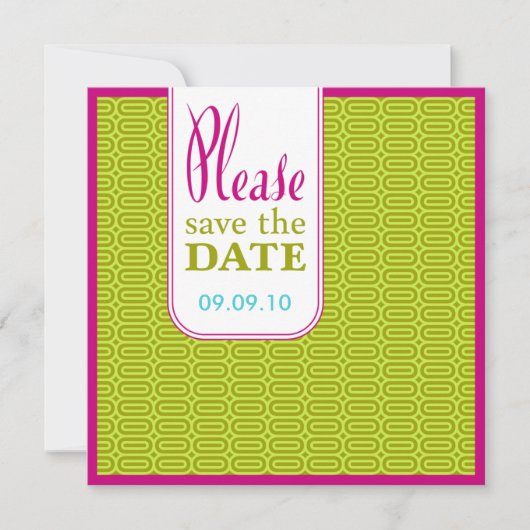 Raspberry Limon Geo Abstrakt Save the Date einlade (Vorderseite)