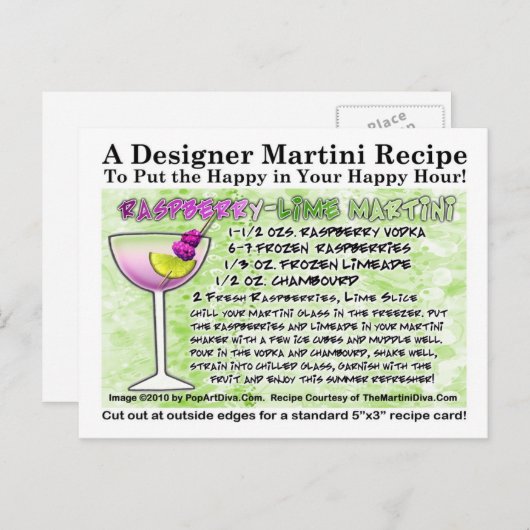 Raspberry Limon Martini Rezept Postkarte (Vorne/Hinten)