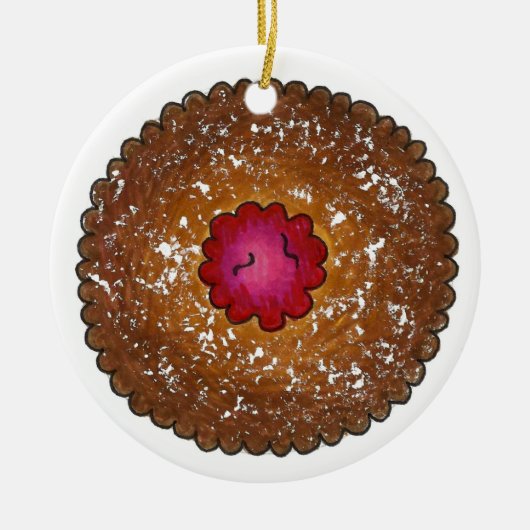 Raspberry Linzer Torte Weihnachtskeks Keramik Ornament (Vorne)