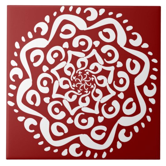 Raspberry Mandala Fliese (Vorderseite)