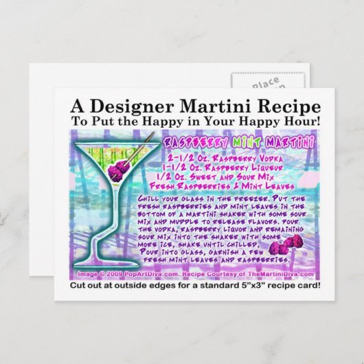 Raspberry Mint Martini Rezept Postkarte (Vorne/Hinten)