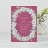 Raspberry-Minz-Pfingstrosen-Hochzeit Einladung (Stehend Vorderseite)