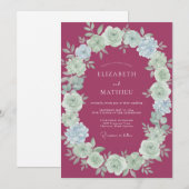 Raspberry-Minz-Pfingstrosen-Hochzeit Einladung (Vorne/Hinten)