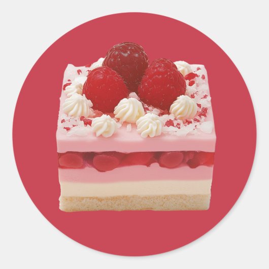 Raspberry Mousse Cake Runder Aufkleber (Vorderseite)